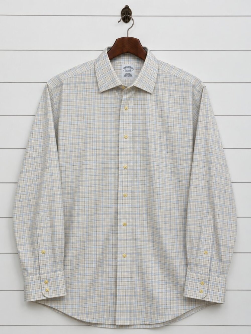 Brooks Brothers Est. 1818 Men's 17.5 36 Plaid Cotton Dress Shirt Non-Iron